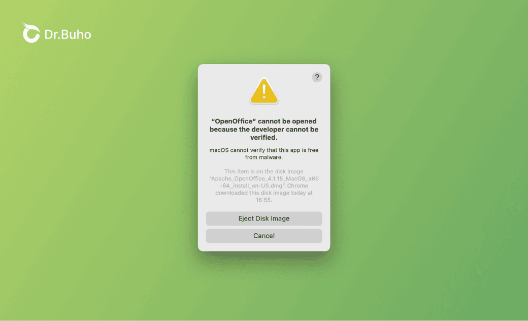 impossibile aprire perché lo sviluppatore non può essere verificato