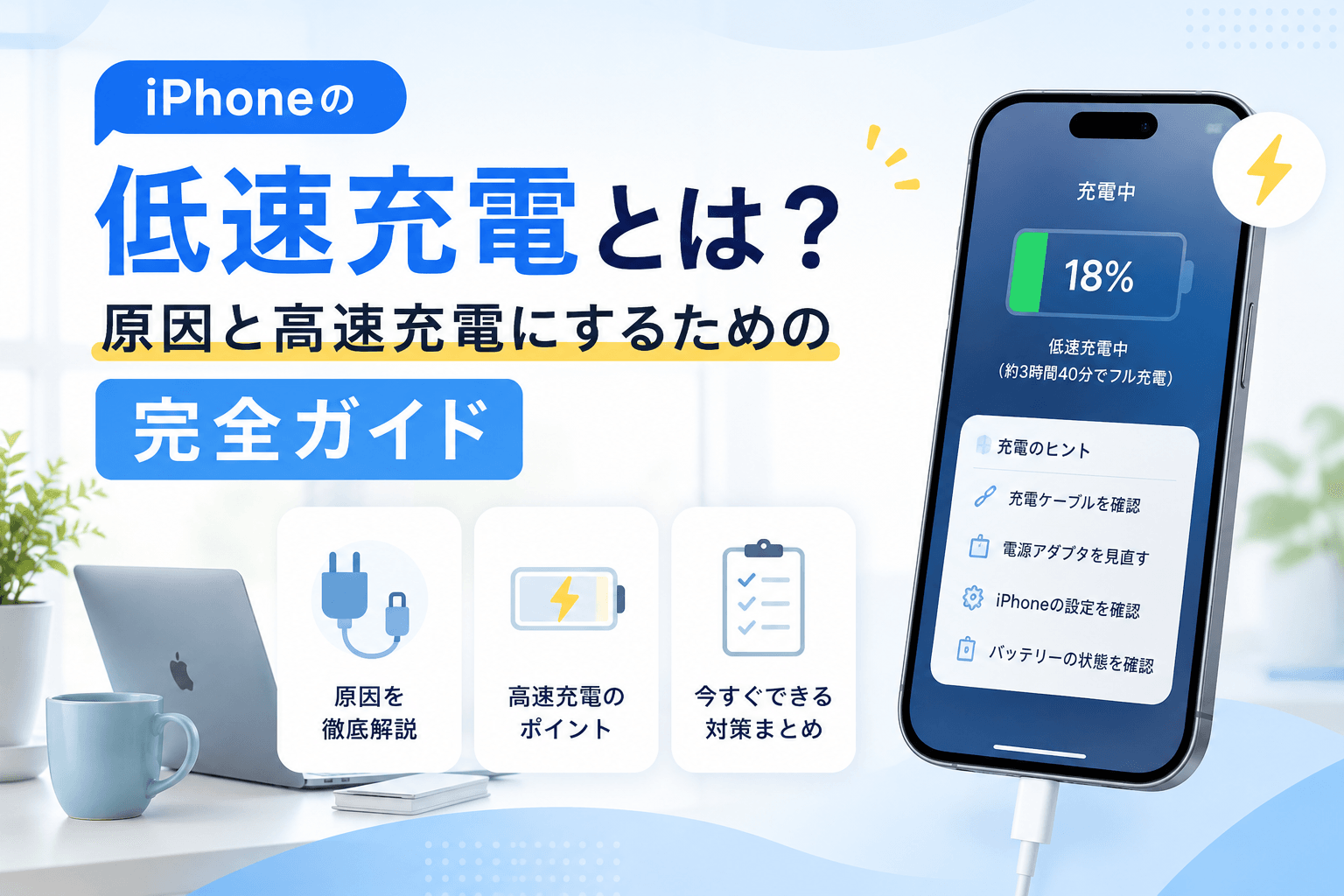 iPhoneの低速充電とは？原因と高速充電にするための完全ガイド