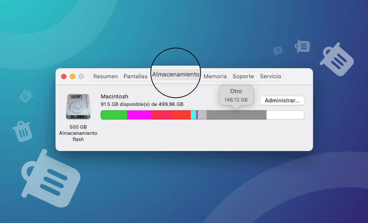 Cómo eliminar "Otros" espacio de almacenamiento en Mac