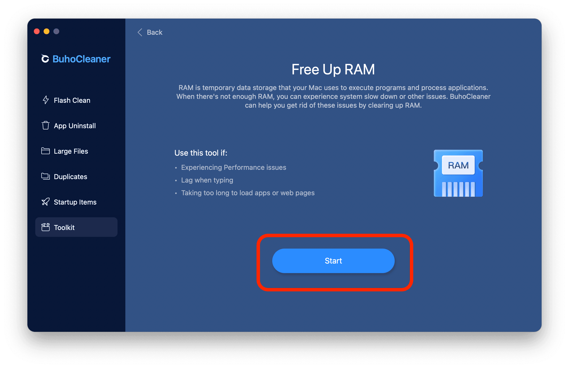 Free Up RAM Start