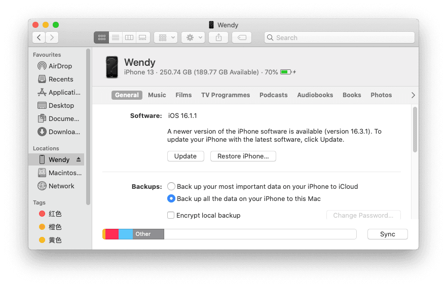 Bypass iPhone Passcode in Finder