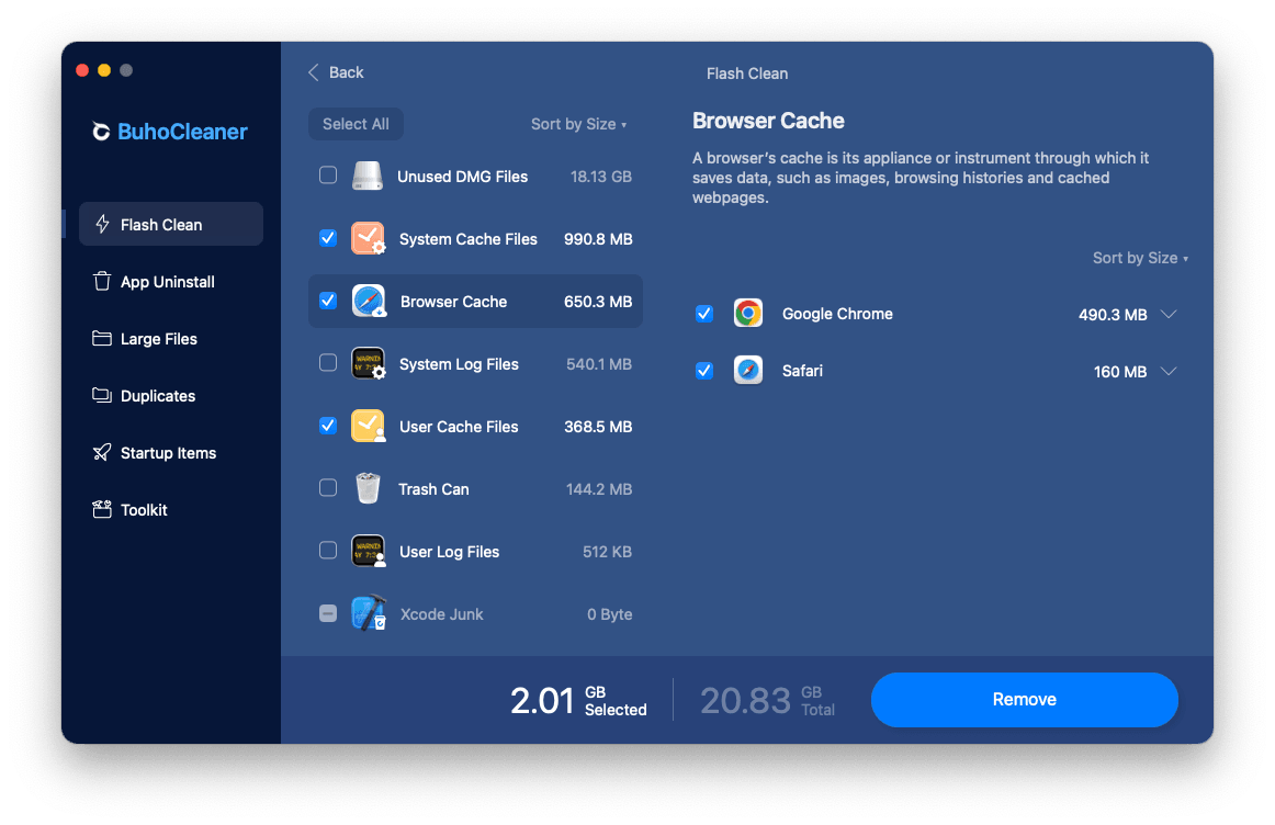 Quickly Delete Mac Cache Files with BuhoCleaner
