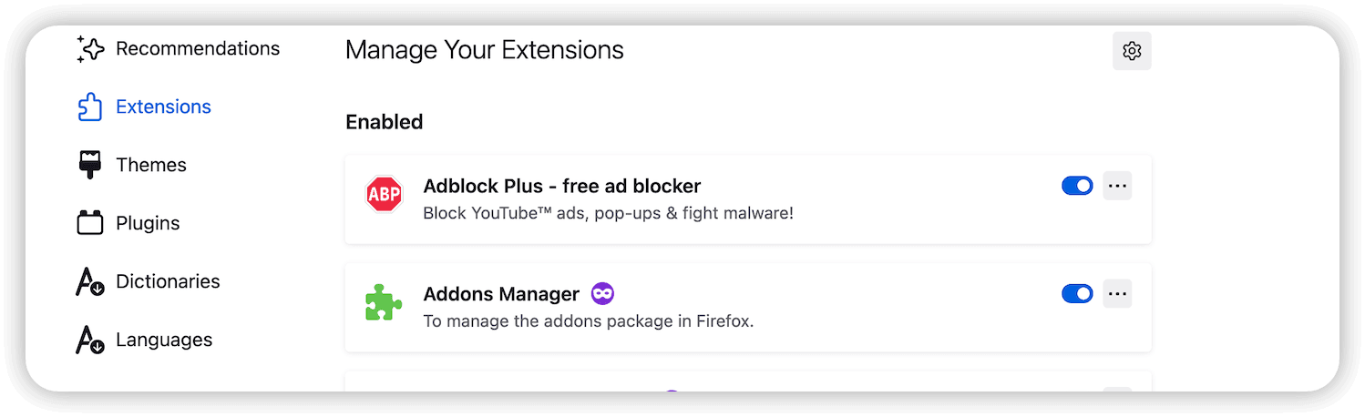 Clear Firefox Extensions