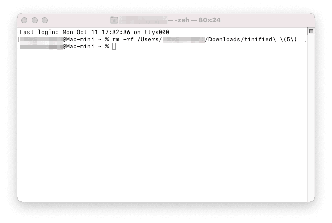 Delete Folders with Terminal