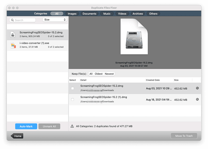 Meilleurs outils gratuits pour détecter les fichiers en double sur Mac - Duplicate Files Fixer