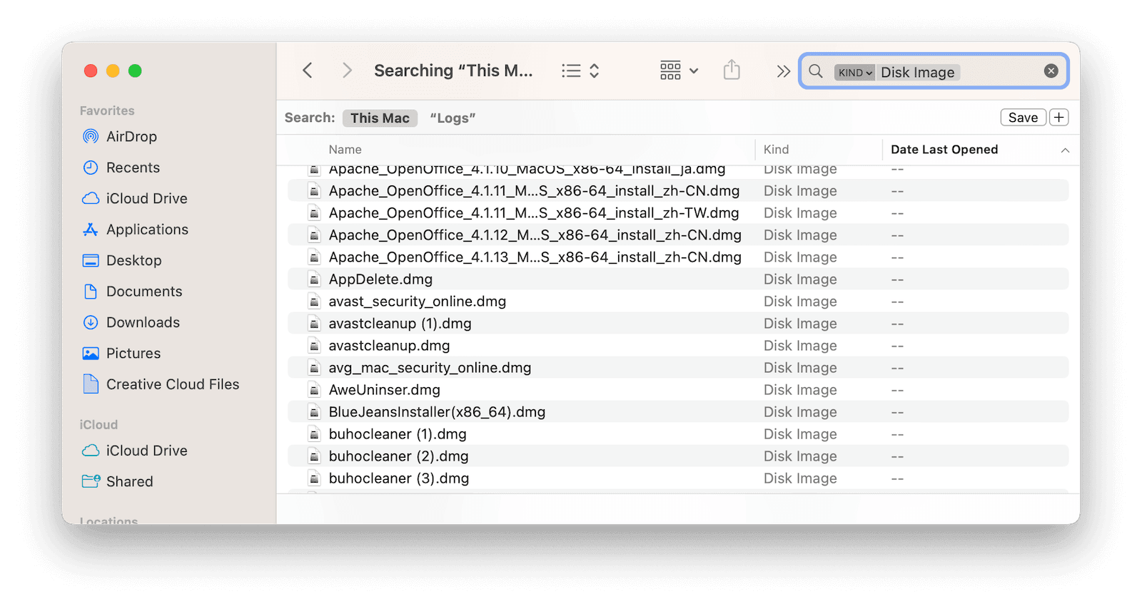 Find and Delete DMG Files on Mac