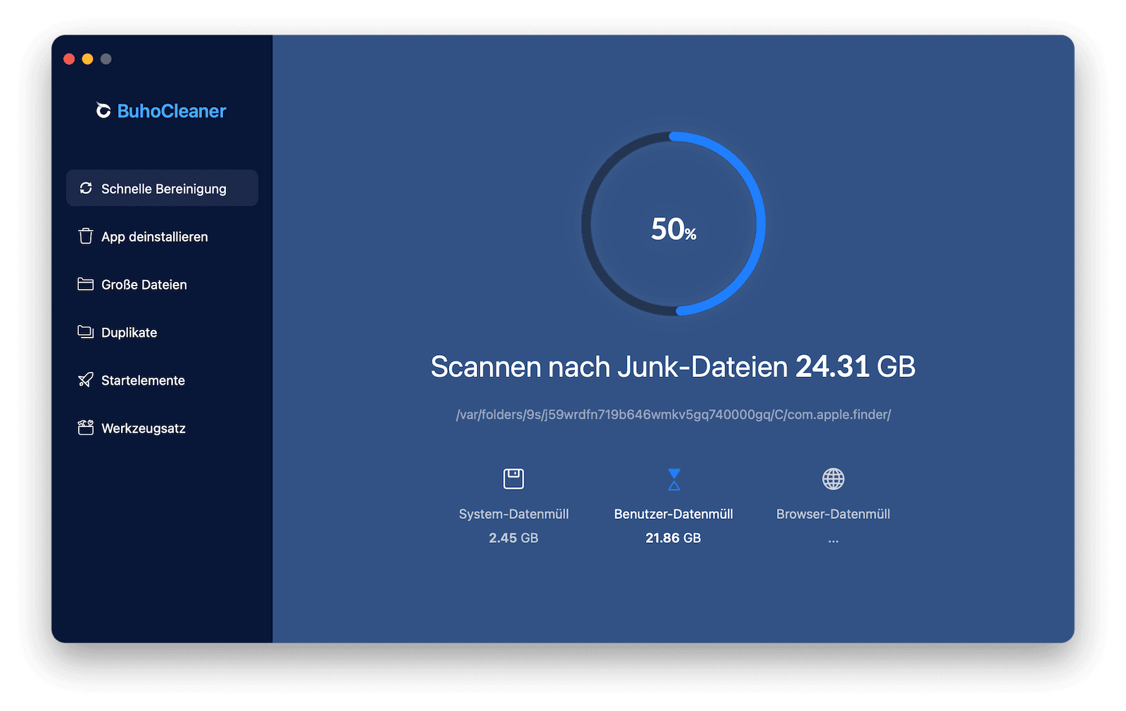 Freigeben von Speicherplatz auf dem Mac mit BuhoCleaner