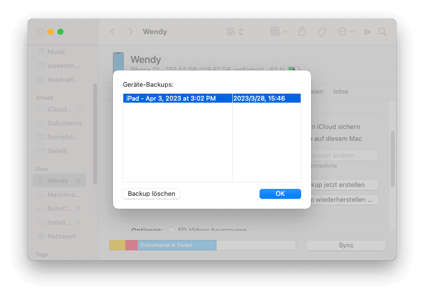 Alte iPhone/iPad-Backups auf Ihrem Mac löschen