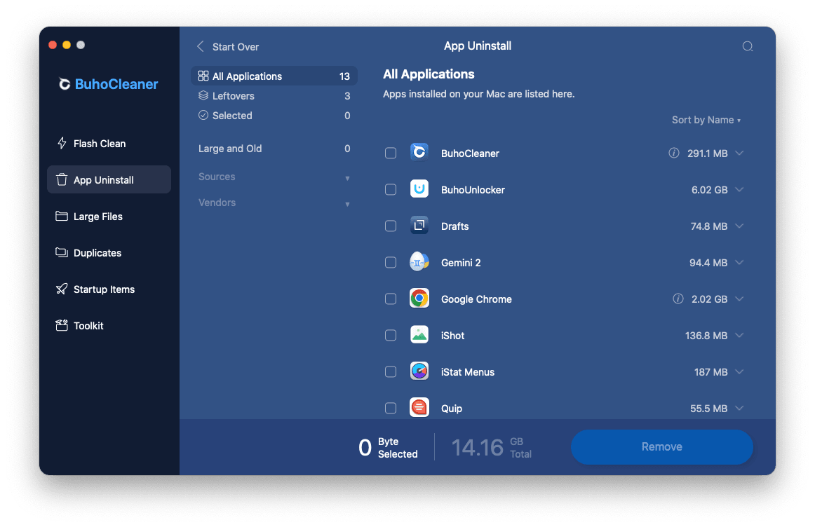 Uninstall App in BuhoCleaner
