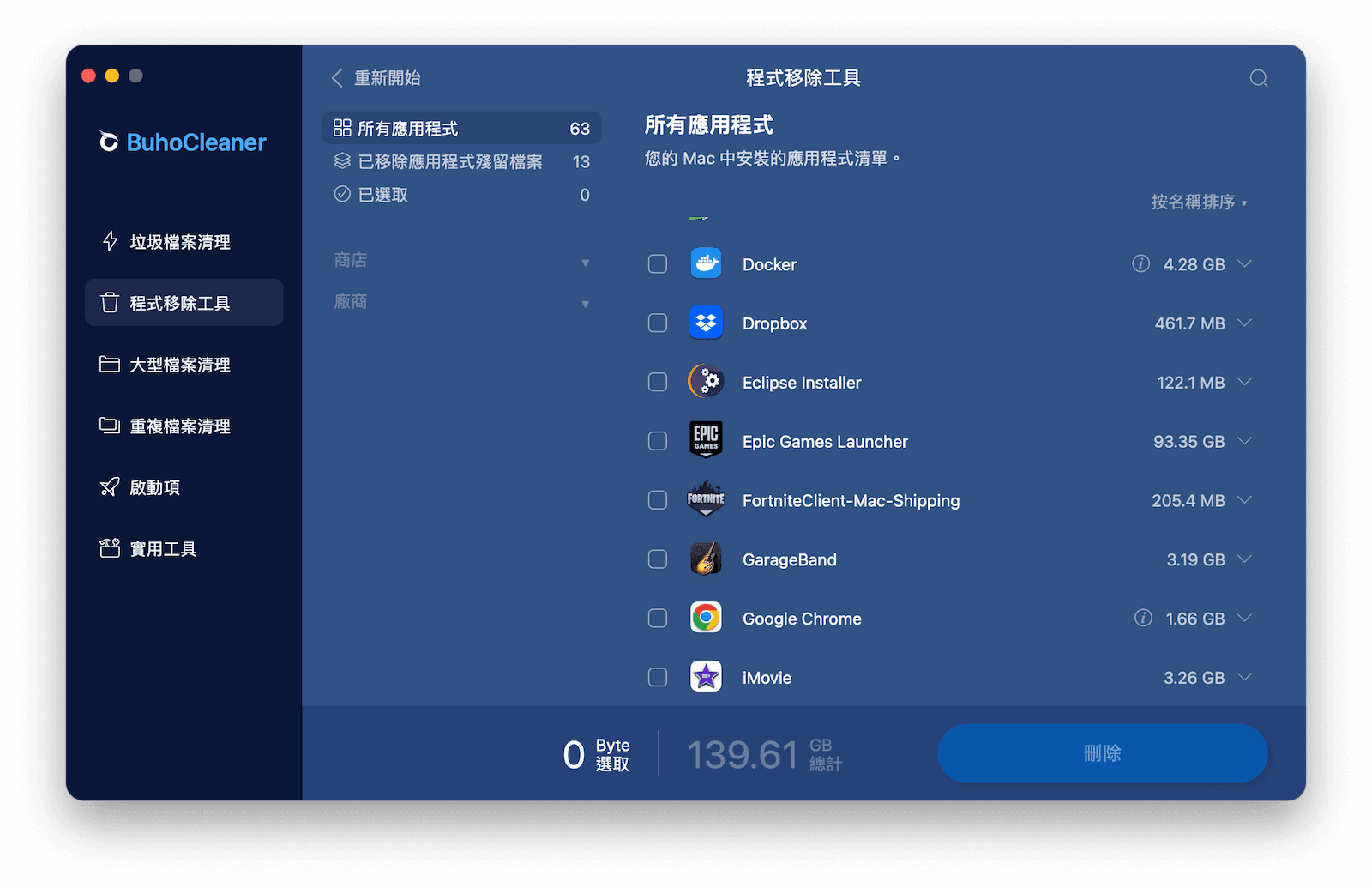 釋出Mac空間：移除不用的應用程式