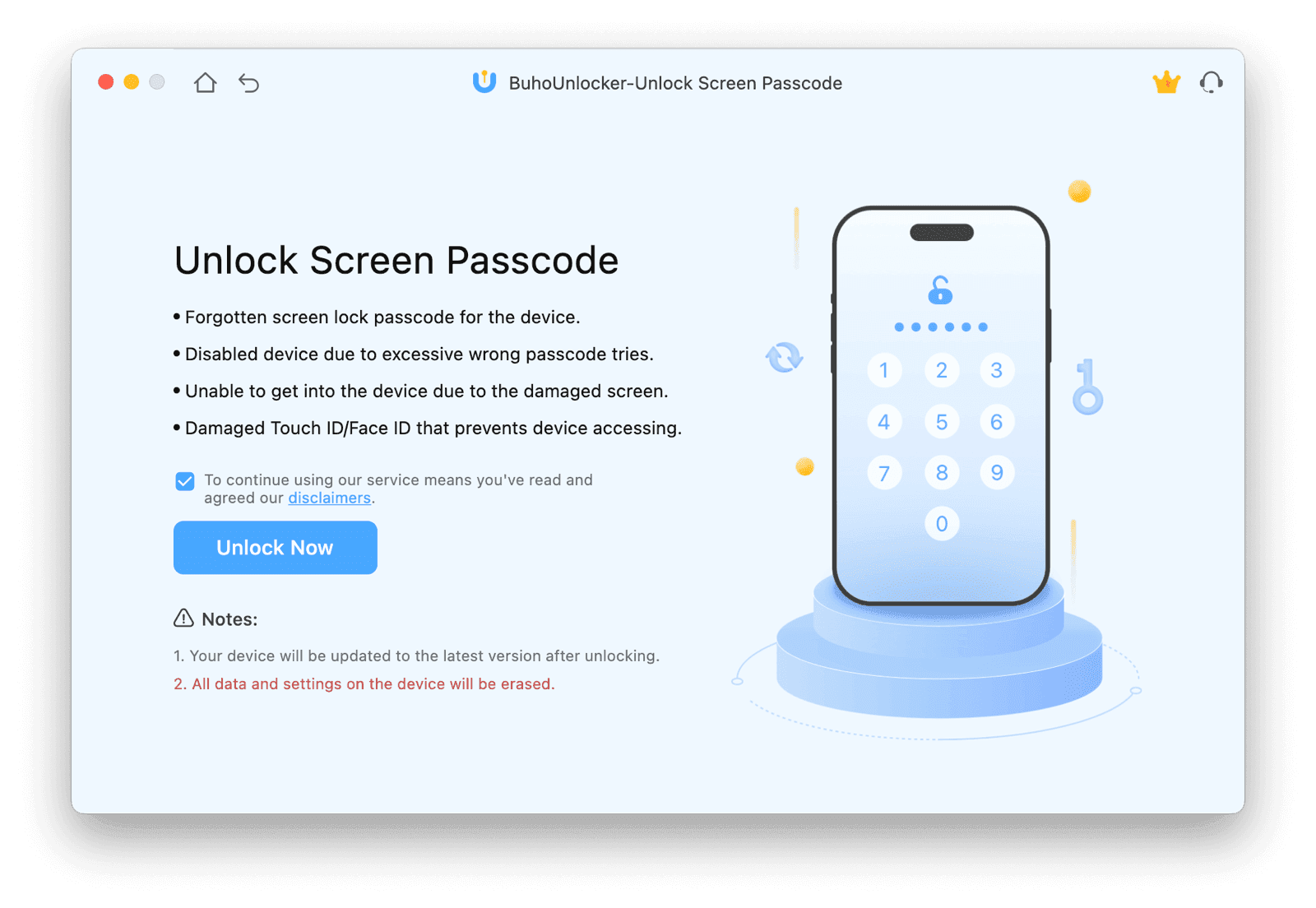 Unlock Screen Passcode with BuhoUnlocker