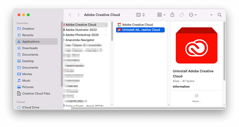 how to delete adobe cloud from mac