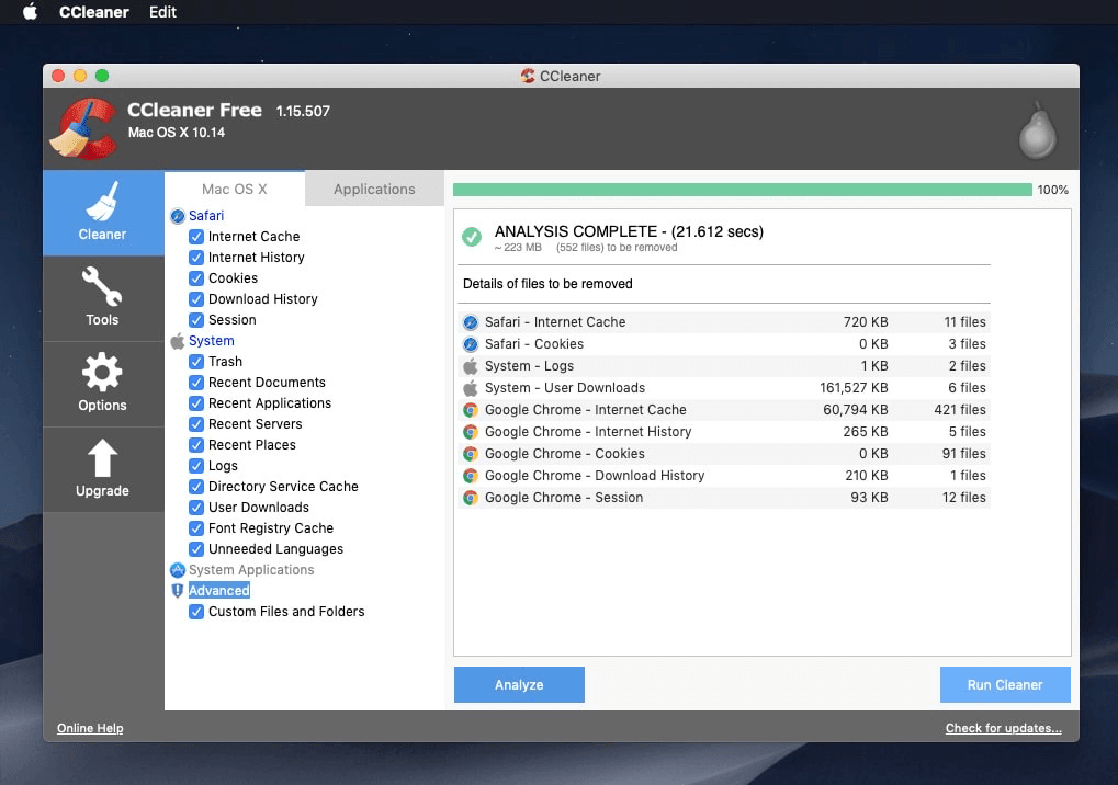 Best Mac Cleaners - CCleaner Screenshot