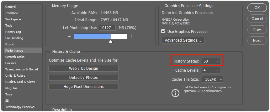 Comment limiter les états de l'historique dans Photoshop sur Mac