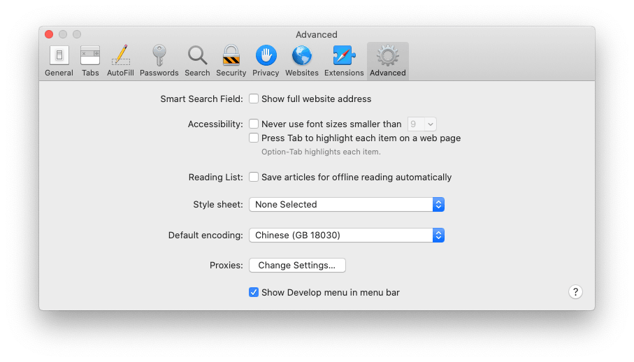 Check Show Develop Menu in Menu Bar