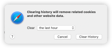 Clear Last Hour Safari History