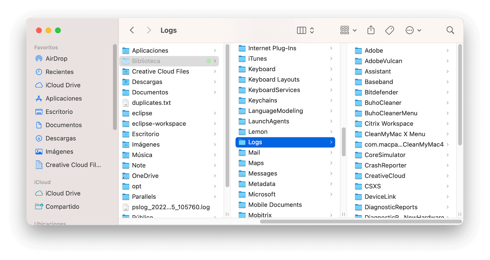 Borrar archivos de registro en Mac