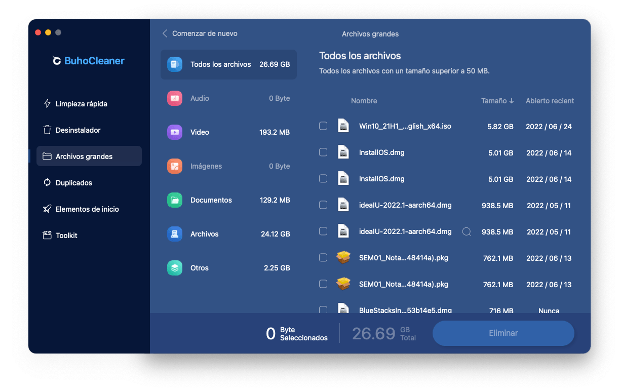 Find and Delete Large Files with BuhoCleaner