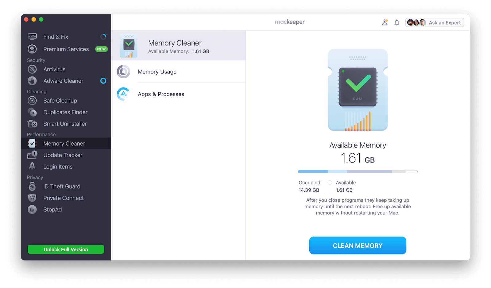 Best Memory Cleaner for Mac - Mackeeper Memory Cleaner