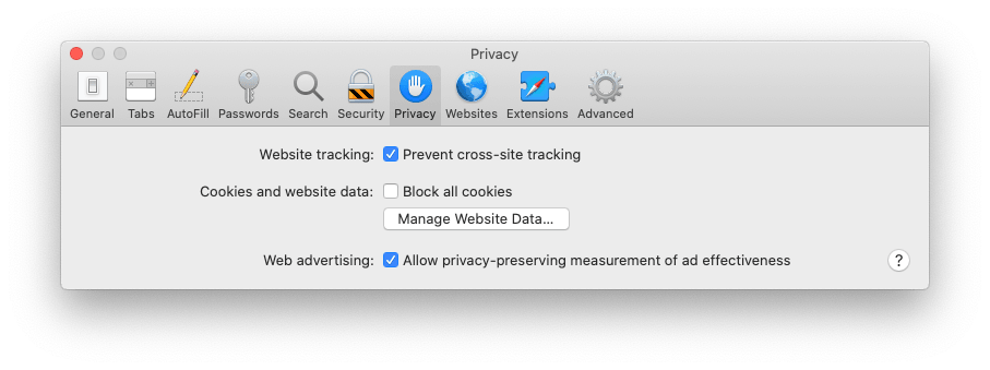 Manage Safari Website Data