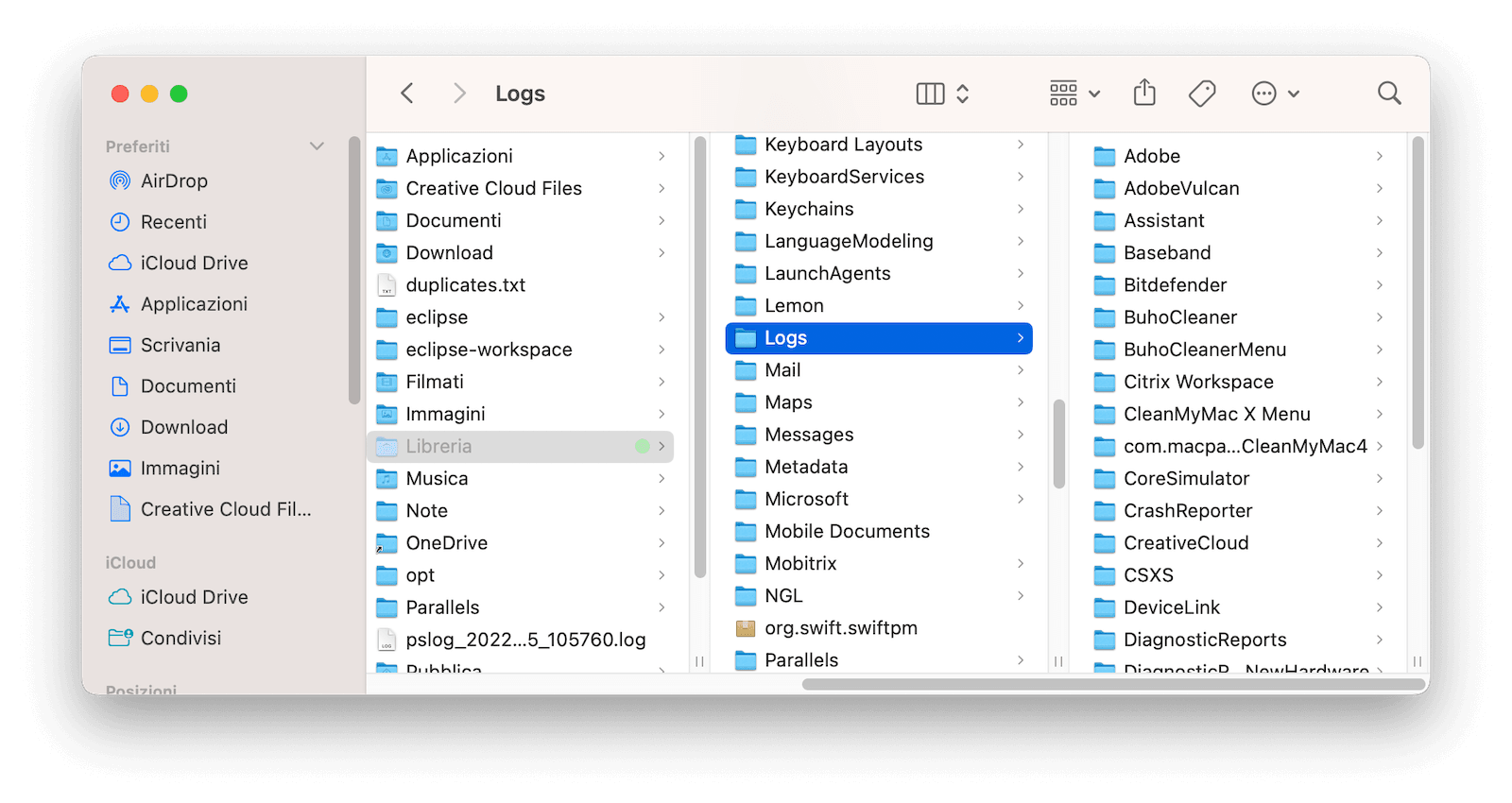 Eliminare i file di Log su Mac