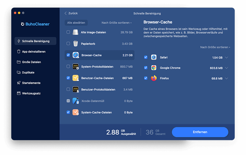 Clear Cache Files with BuhoCleaner