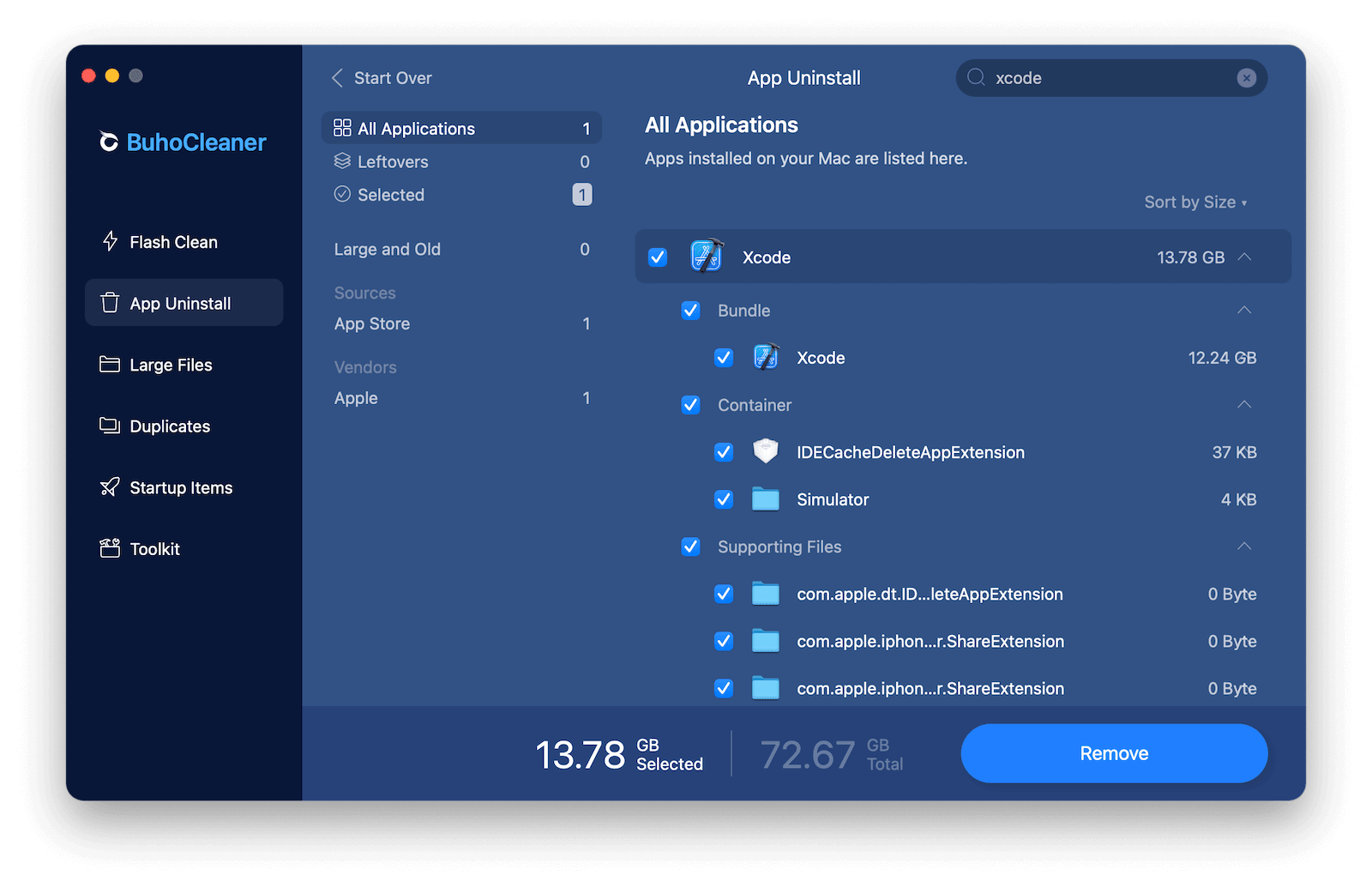 Quickly Uninstall Xcode on Mac with BuhoCleaner