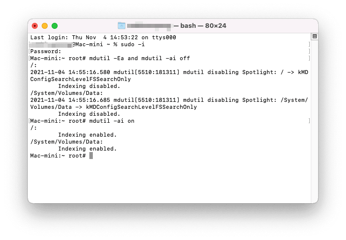 透過終端機重建Mac Spotlight索引