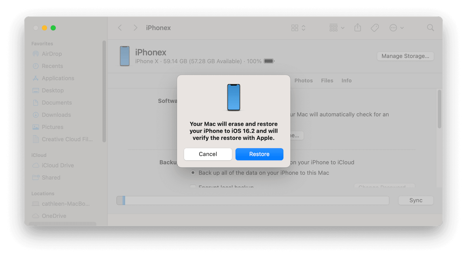 Select a Firmware to Restore