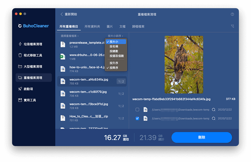 排序重複檔案
