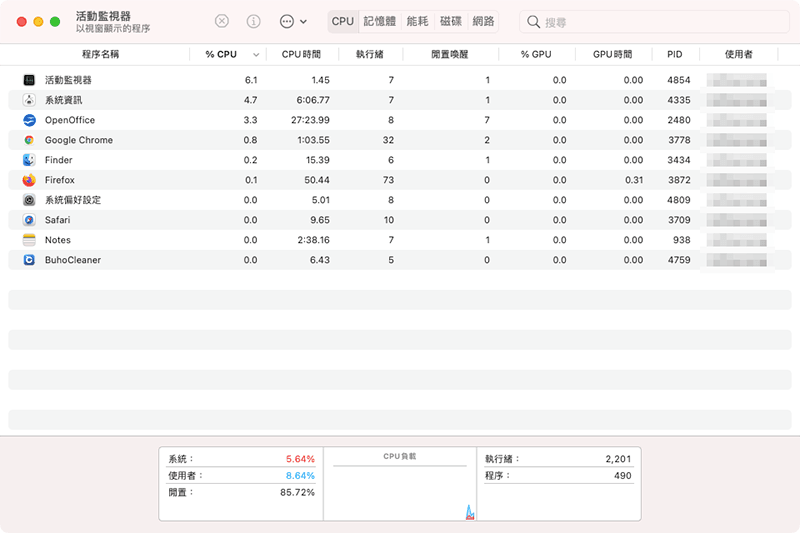 查找和結束耗能源的後台應用和程序