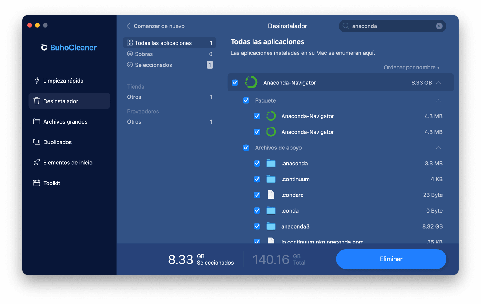 Uninstall Anaconda on Mac with BuhoCleaner