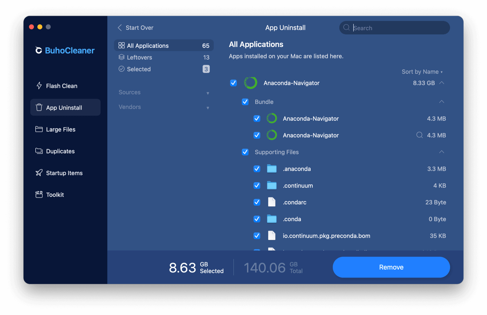 Uninstall Anaconda with BuhoCleaner