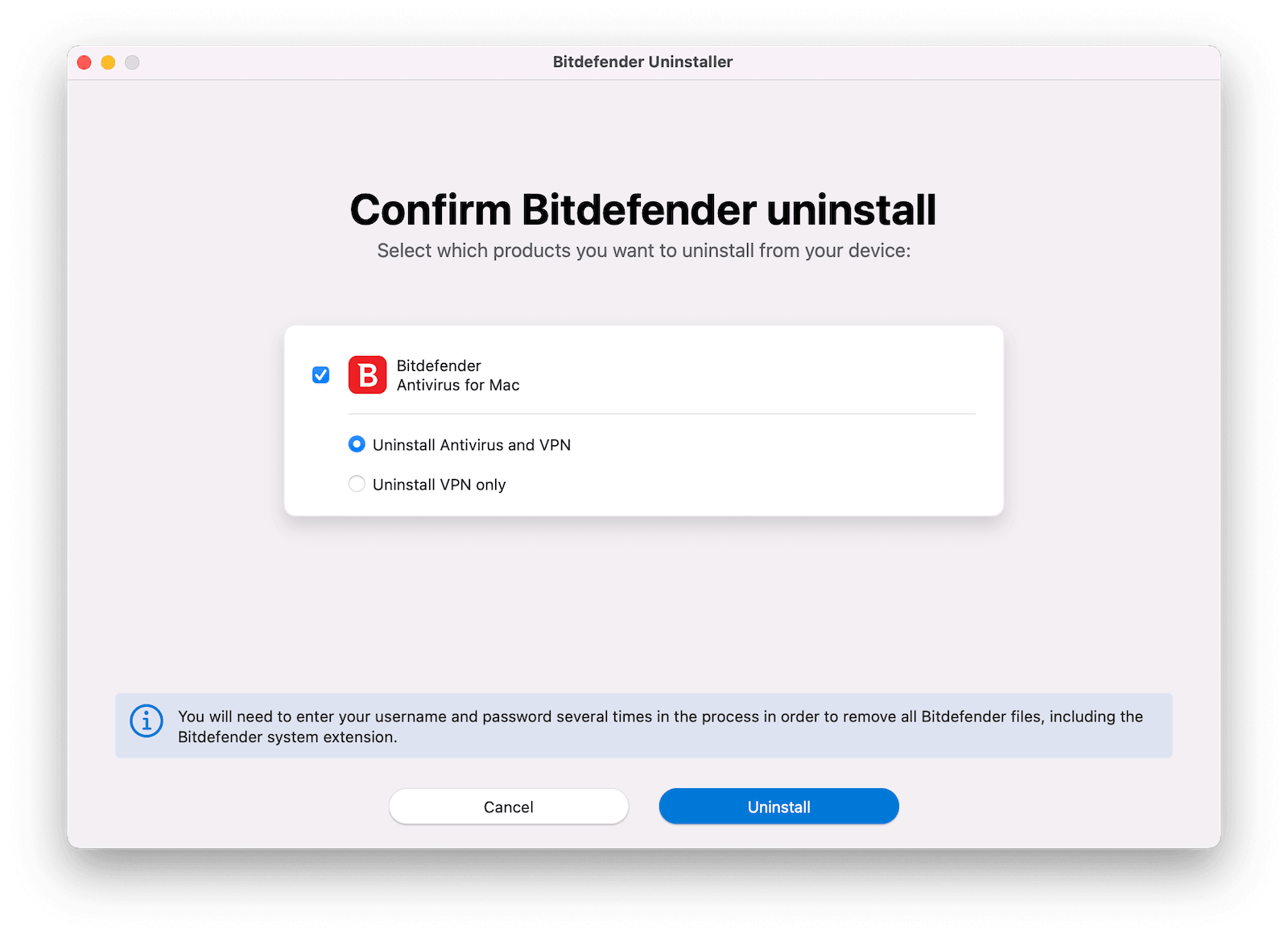 移除 Bitdefender