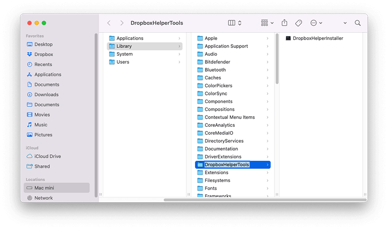 Unisntall Dropbox Contextual Menu