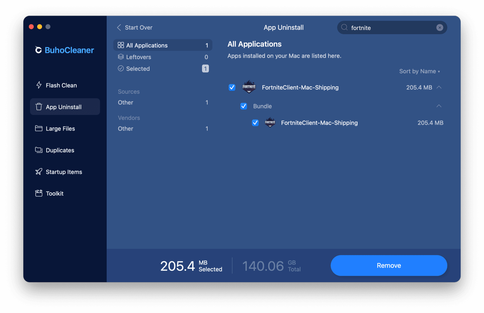 Uninstall Fortnite on Mac with BuhoCleaner