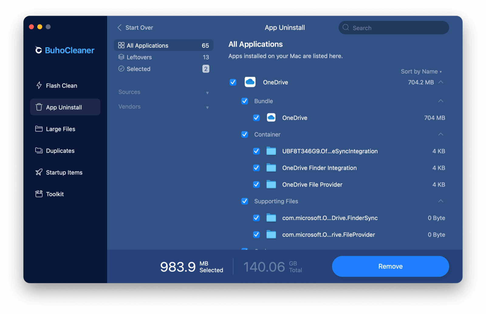 Uninstall OneDrive on Mac with BuhoCleaner