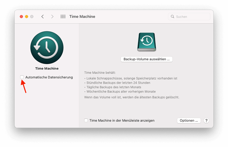 Disable Time Machine Backup