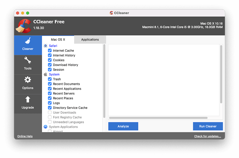meilleurs logiciels de nettoyage et d'optimisation Mac - CCleaner