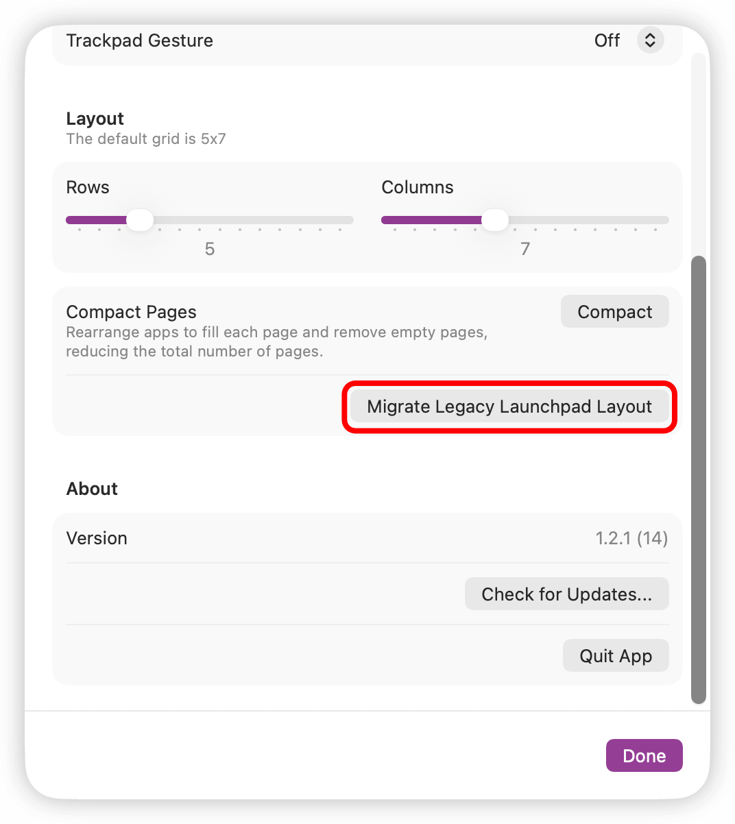 Migrate Legacy Launchpad Layout
