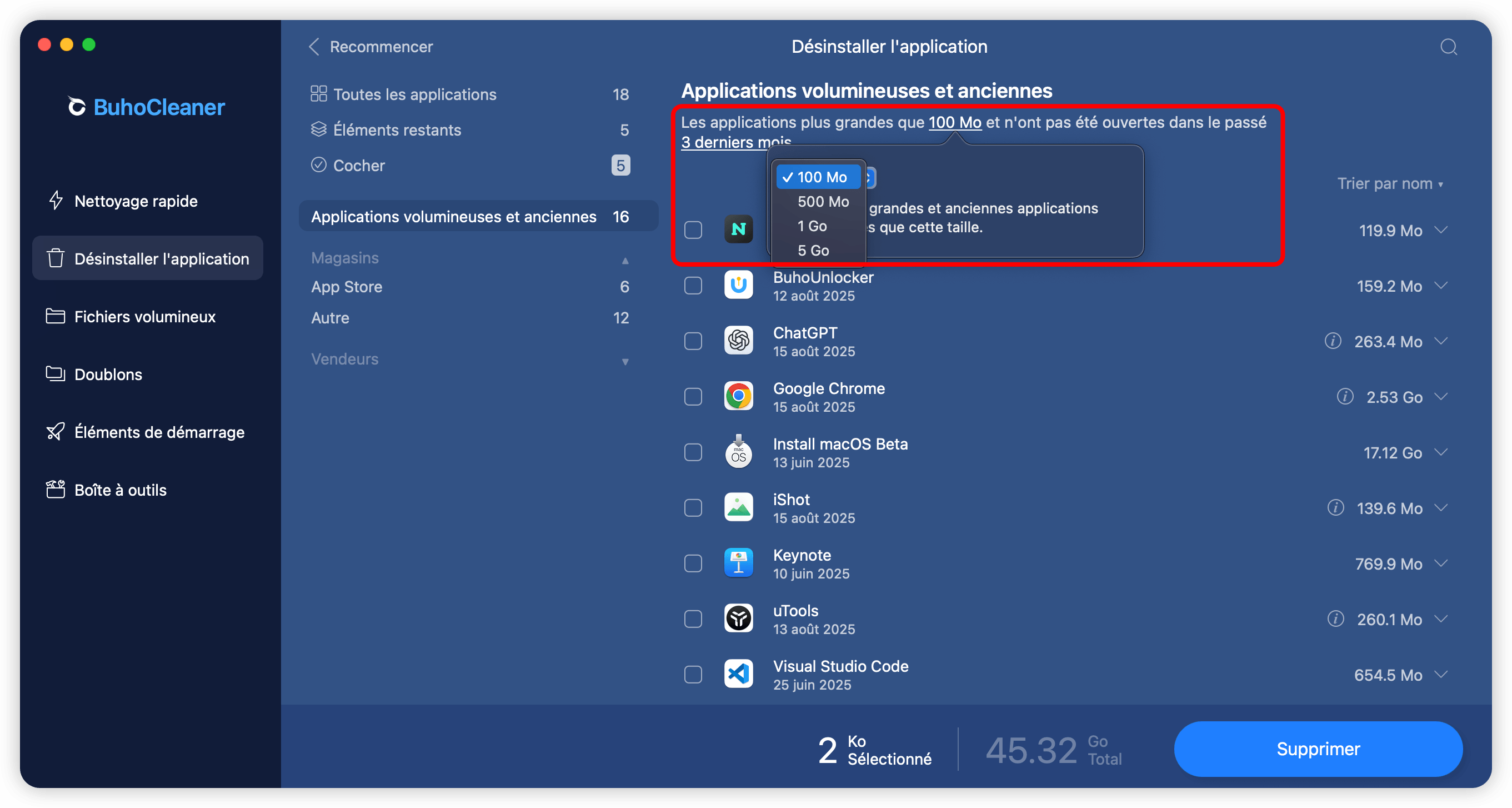 Les applications volumineuses et anciennes