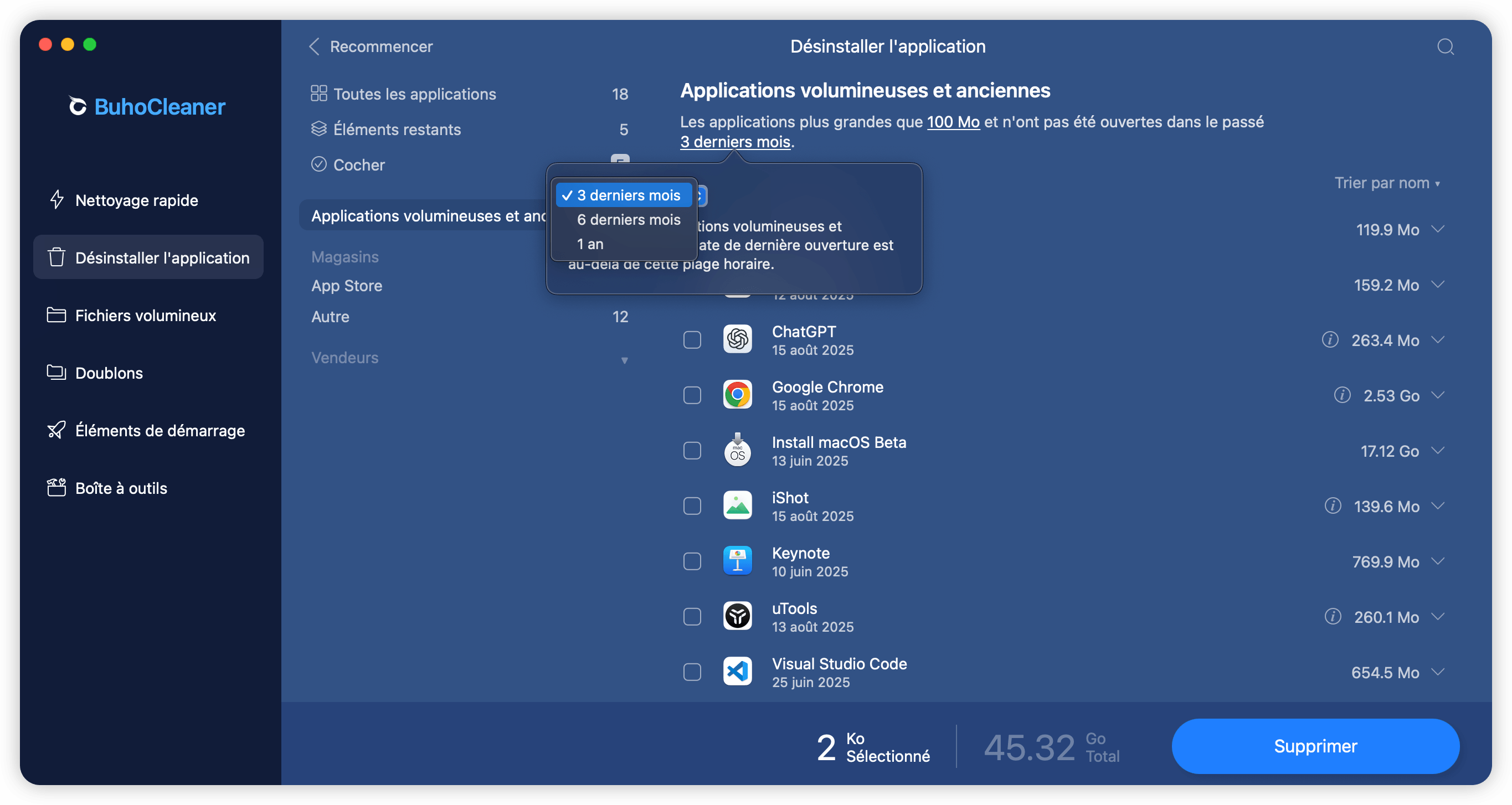 Les applications volumineuses et anciennes