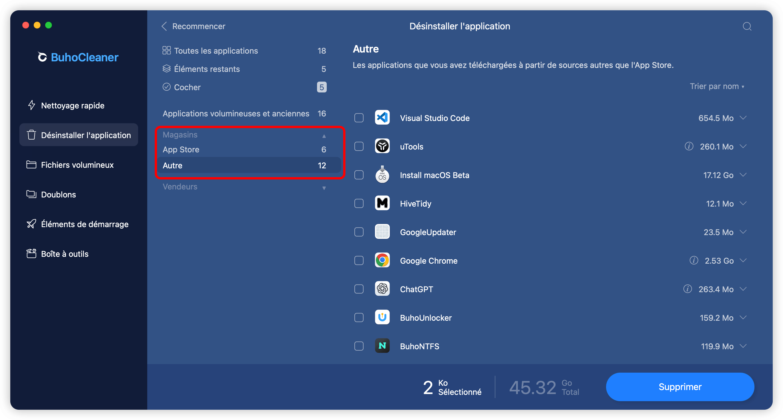 Les magasins des applications
