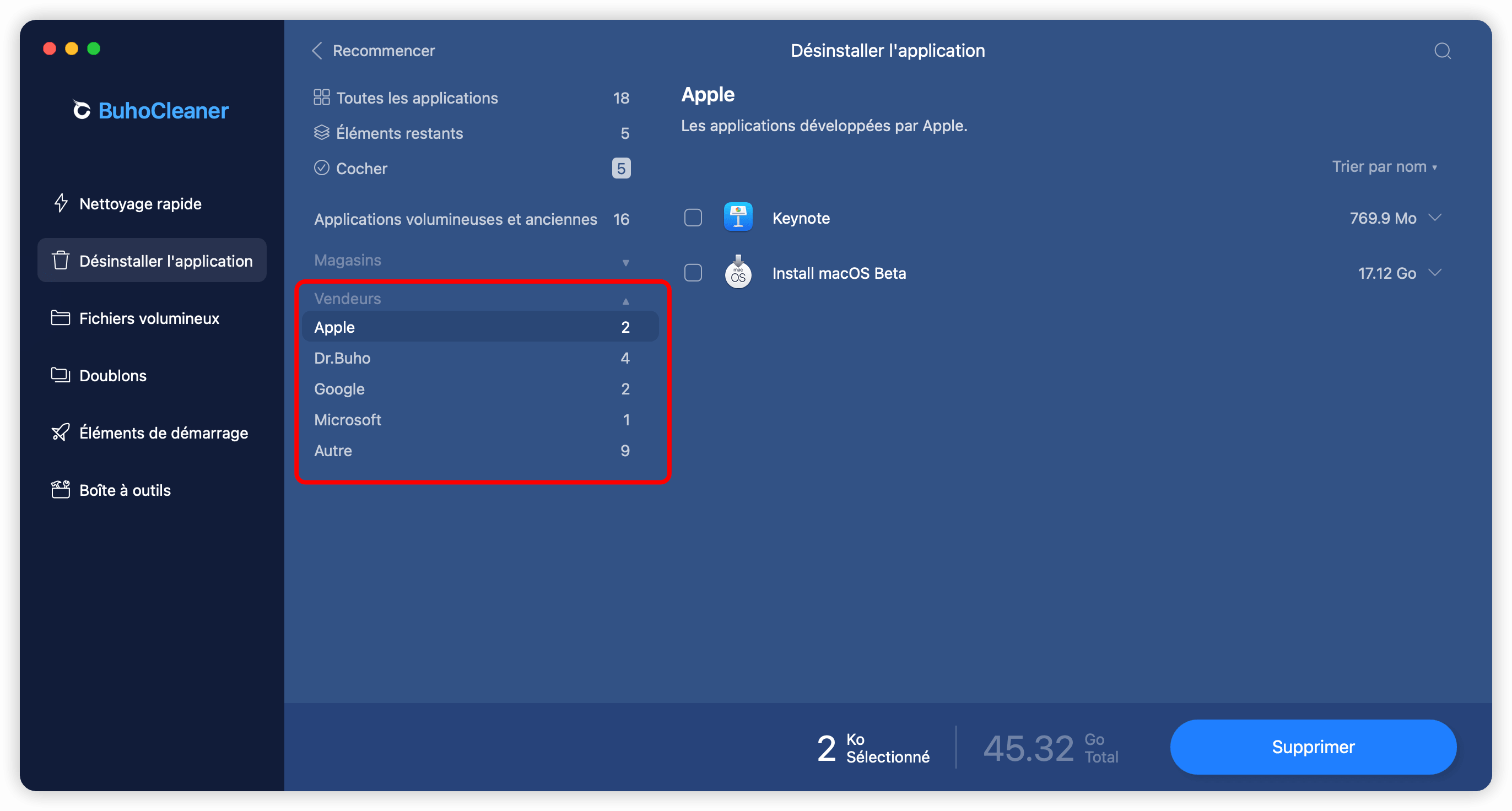Les vendeurs des applications