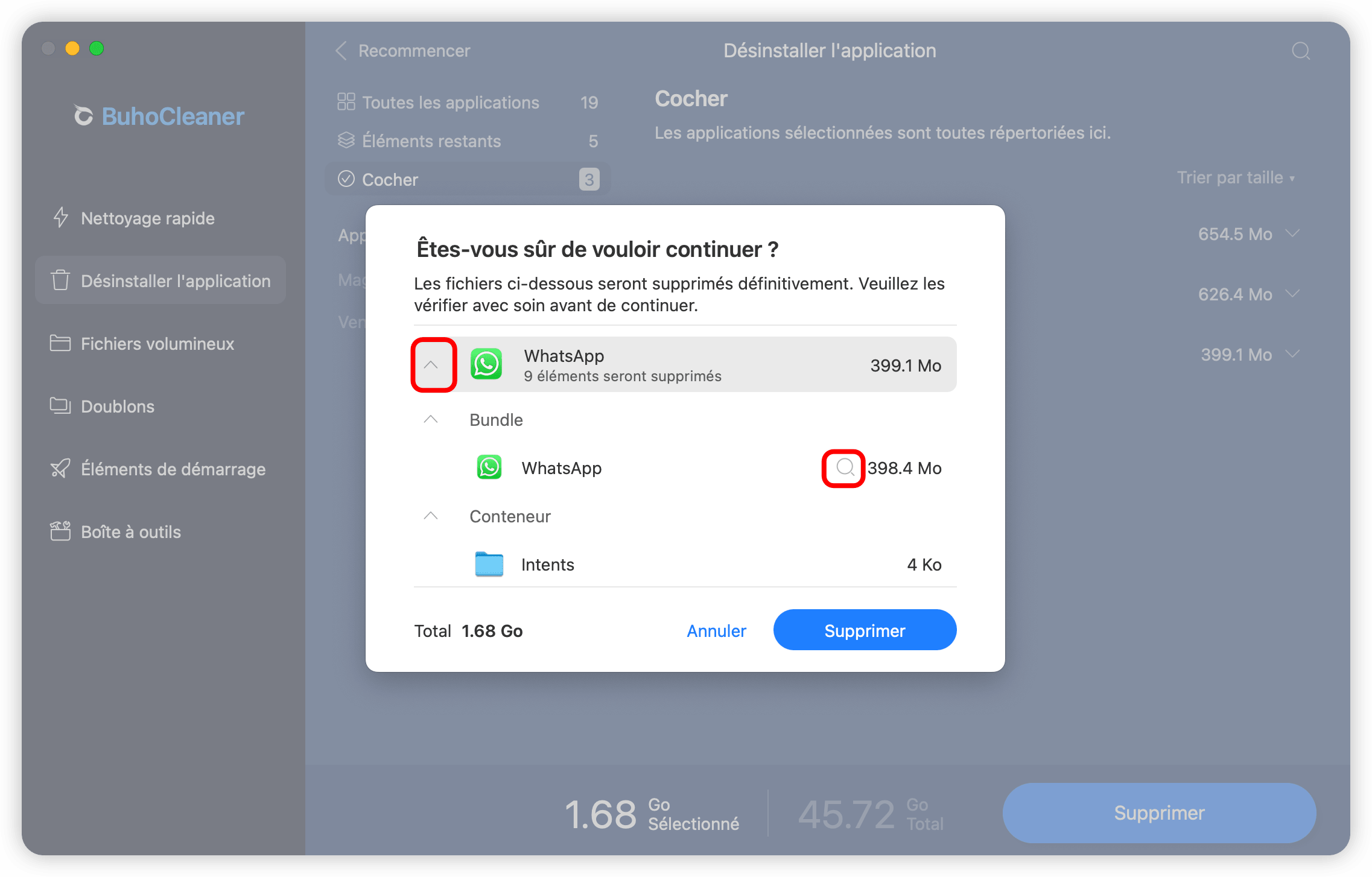 Veuillez vous sûr de vouloir supprimer cette application