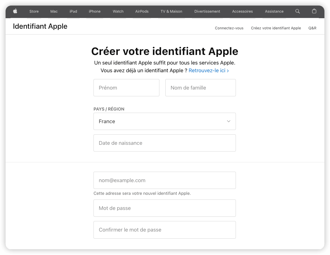 Apple ID sign up