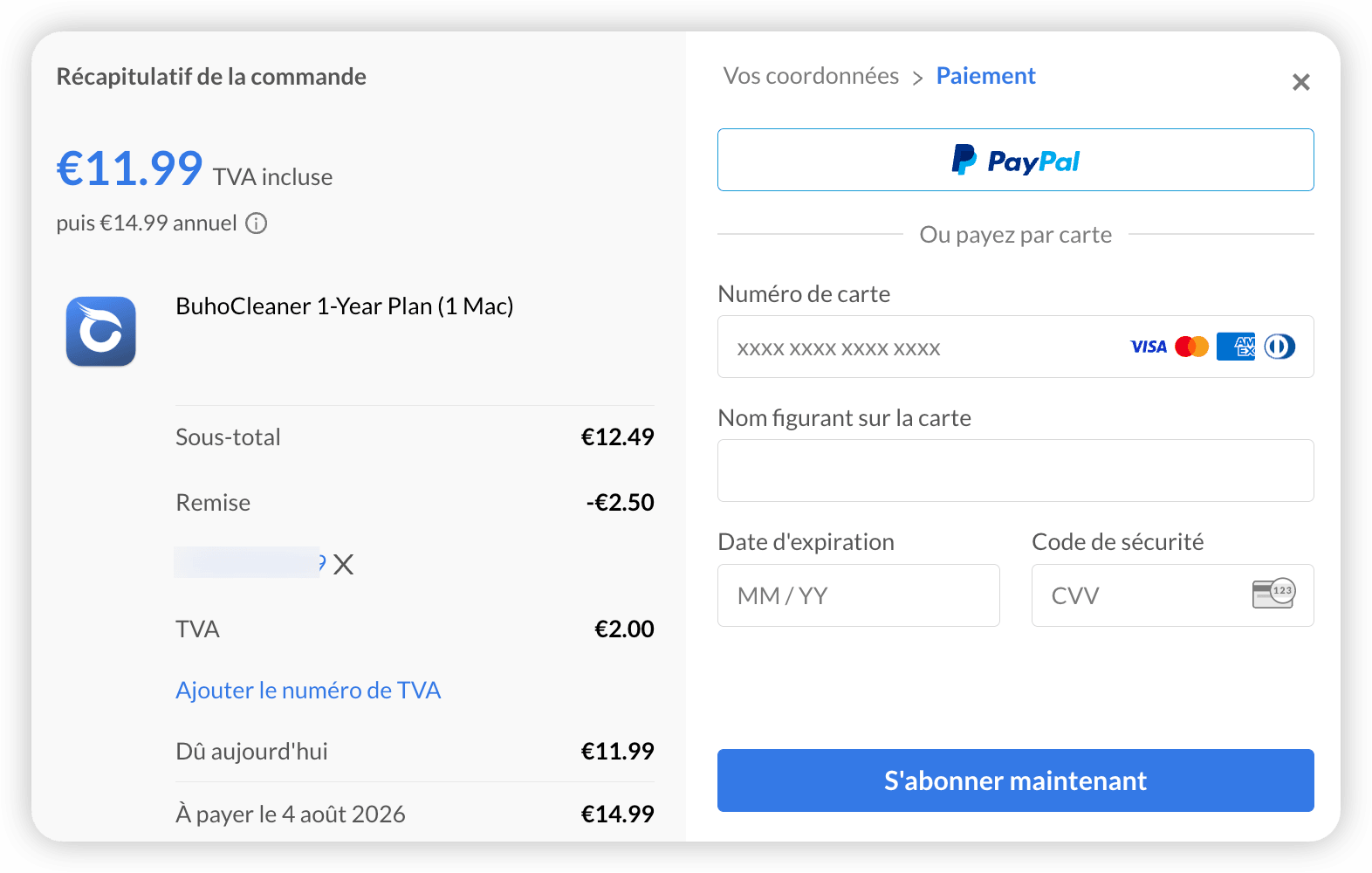 Code de promotion appliqué
