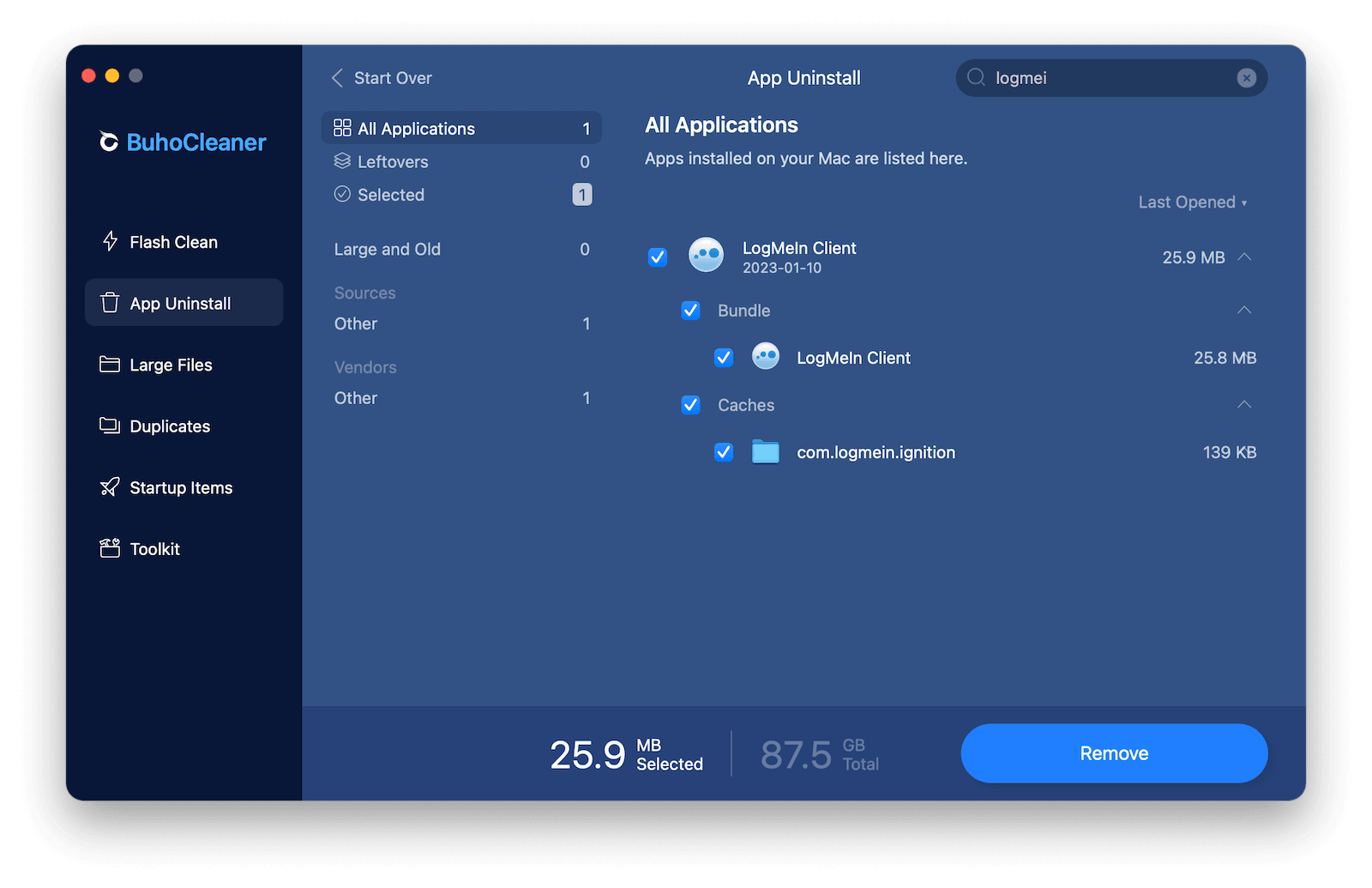 Automatically and Completely Uninstall LogMeIn on Mac with BuhoCleaner