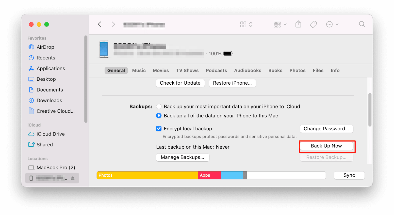 Back Up iPhone to Mac with Finder