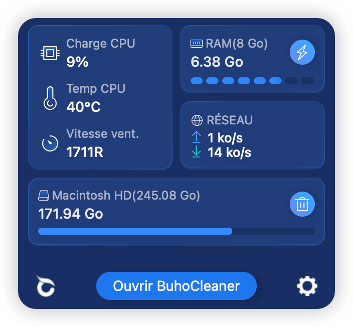 BuhoCleaner menu